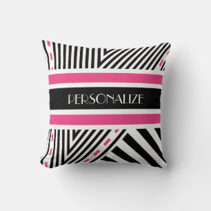 Coussin Trendy roses et noirs Grandes géométriques avec no