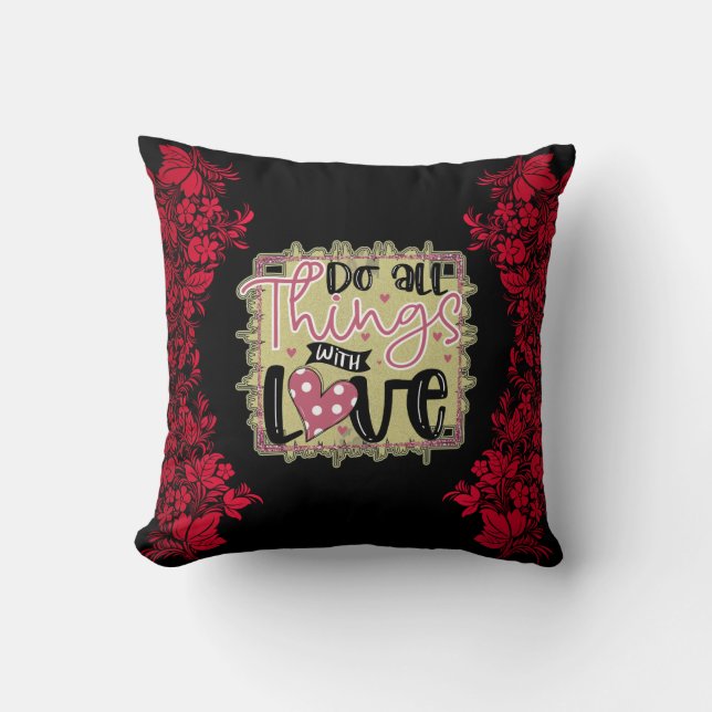 Coussin Trendy Things Love Valentines Day Coton (Recto)