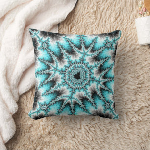 Coussin Trendy Turquoise et Black Fractal