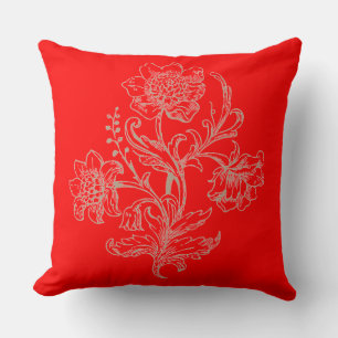 Coussin Très Élégantes Fleurs Rouges Modernes et Vintage