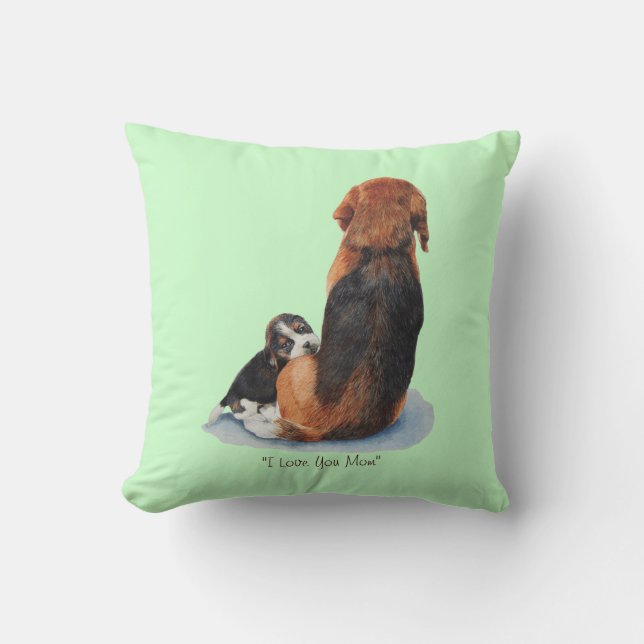 Coussin très mignon chiot beagle bouddin maman chien (Recto)