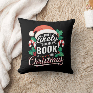 Coussin Très Probable De Lire Un Livre À Noël
