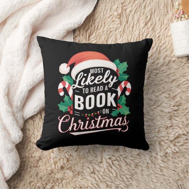 Coussin Très Probable De Lire Un Livre À Noël (Couverture)