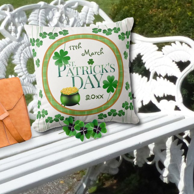 Coussin Trésor de Trèfle Shamrock Saint-Patrick (Créateur téléchargé)