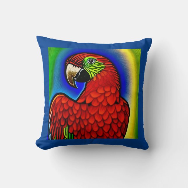 Coussin Trésor Tropical : Abstraite oeuvre de perroquet dy (Recto)