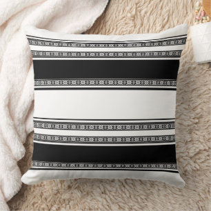 Coussin Tresse en dentelle noire et blanche et rayures hor