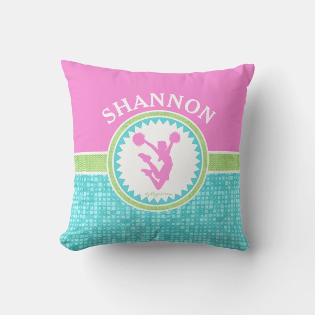 Coussin Tri-Pastel Couleur Cheerled Avec Carrelage Aqua (Recto)