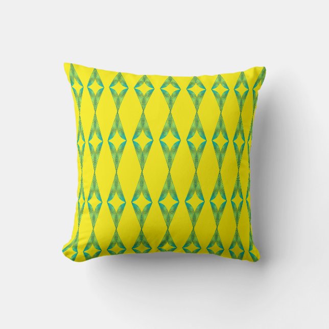 Coussin Triangels Turquoise Motif géométrique Jaune (Recto)