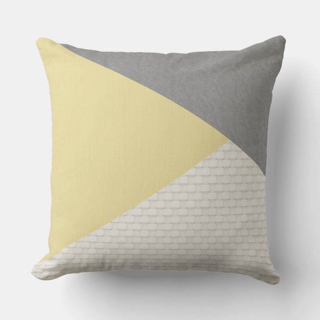 Coussin Triangle Abstrait moderne clair gris jaune Ecru (Recto)