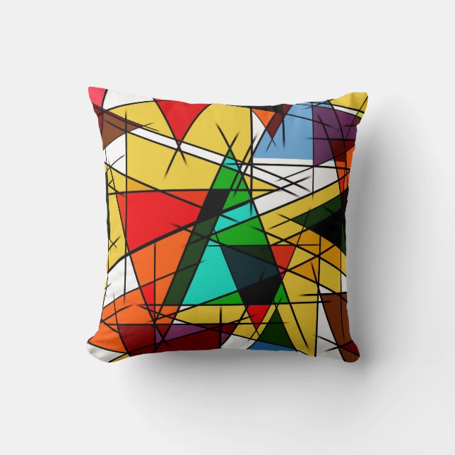 Coussin Triangle Coloré Géométrique Moderne  (Recto)