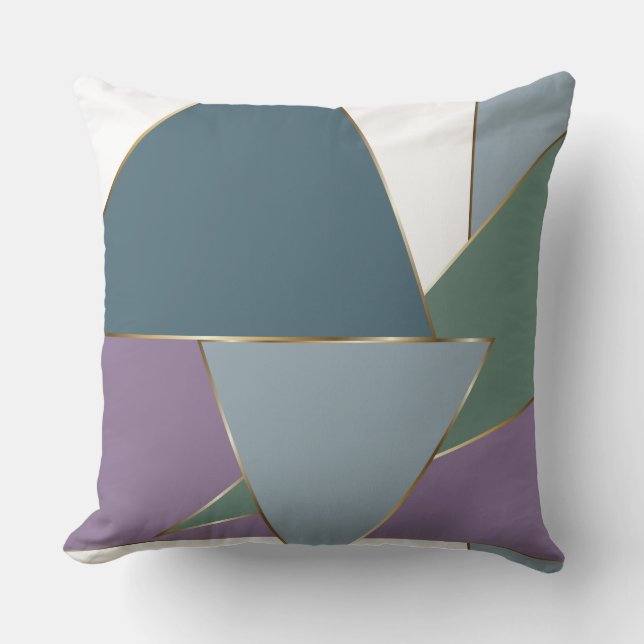 Coussin Triangle géométrique Motif bleu violet vert (Recto)