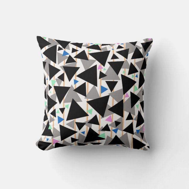 Coussin Triangle géométrique noir et gris (Recto)