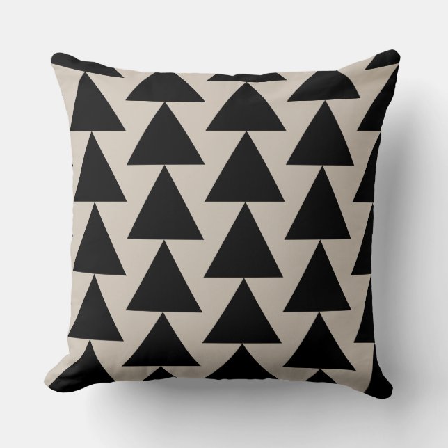 Coussin Triangle géométrique noir et ivoire Cuisine modern (Recto)