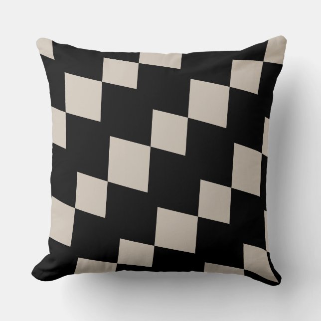 Coussin Triangle géométrique noir et ivoire Cuisine modern (Recto)