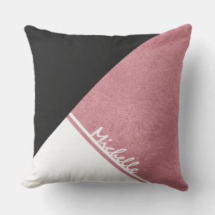 Coussin Triangle Noir Or Rose blanche moderne