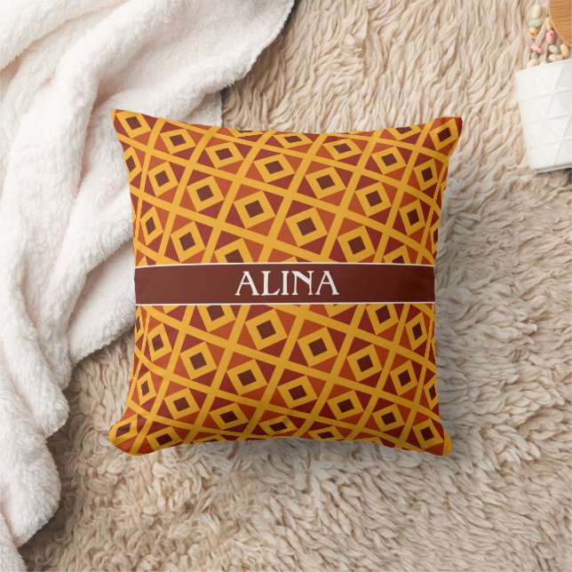 Coussin Triangles Brown jaune Motif minimal (Couverture)