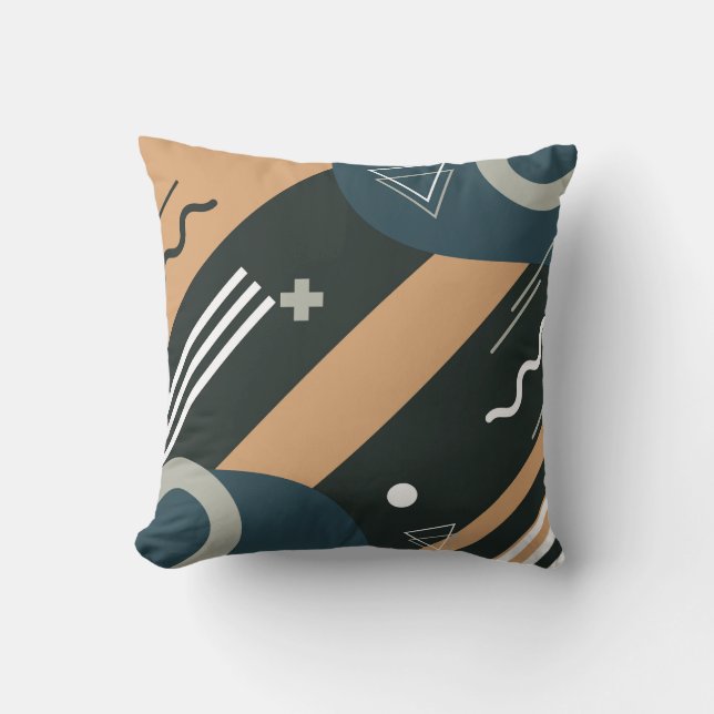 Coussin Triangles, cercles et lignes Abstraits colorés (Recto)