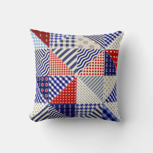 Coussin Triangles De Patchwork Rétro Style Nautique