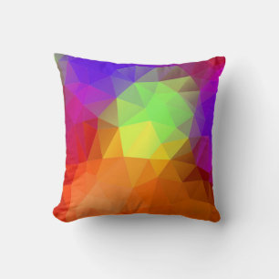 Coussin Triangles géométriques 3D en arc-en-ciel