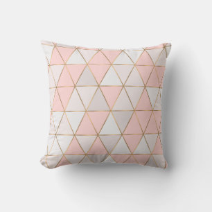 Coussin Triangles Géométriques Abstraits Modernes Pêche Or