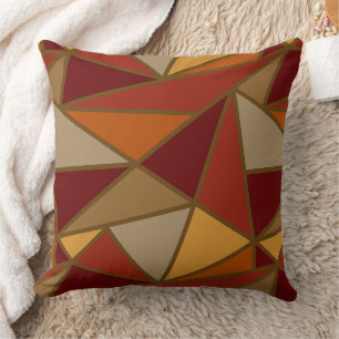 Coussin Triangles géométriques modernes, Rouille, Bourgogn