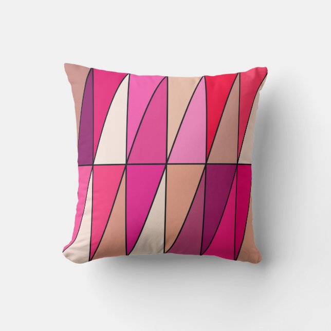 Coussin Triangles géométriques modernes, violet, rose et b (Recto)