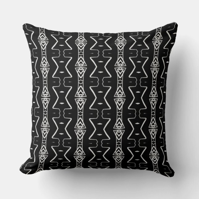 Coussin Triangles géométriques noirs et blancs Lancer l'or (Recto)
