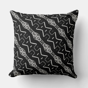 Coussin Triangles géométriques noirs et blancs Lancer l'or