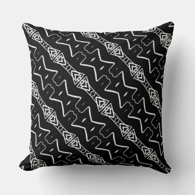 Coussin Triangles géométriques noirs et blancs Lancer l'or (Recto)