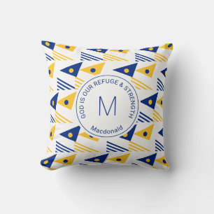 Coussin Triangles géométriques Personnalisés Bleu Jaune