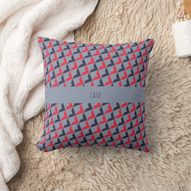 Coussin Triangles gris rouge Motif minimal (Couverture)