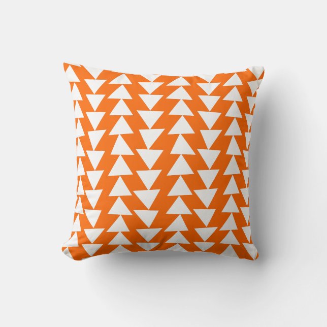Coussin Triangles irréguliers - Blanc sur orange (Recto)