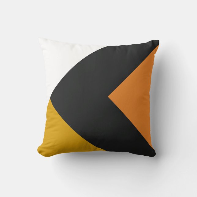 Coussin Triangles jaune orange et gris (Recto)