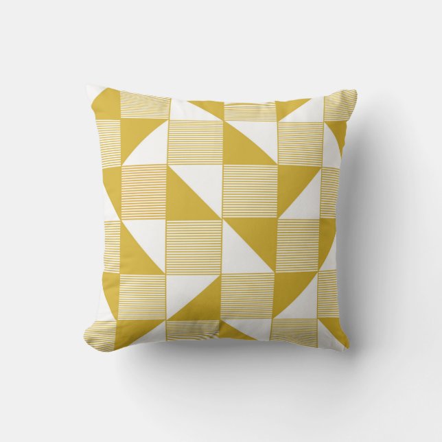 Coussin Triangles Jaunes : Motif Linéaire Sans Seamless. (Recto)