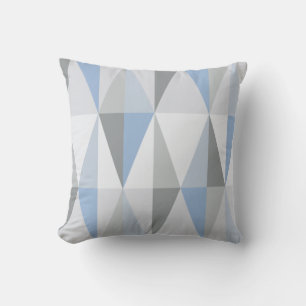 Coussin Triangles modernes du milieu du siècle Sky Blue