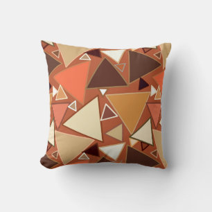 Coussin Triangles modernes du milieu du siècle, Tan, Brown