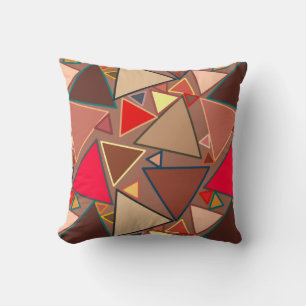Coussin Triangles Modernes du Milieu du Siècle, Taupe, Bru
