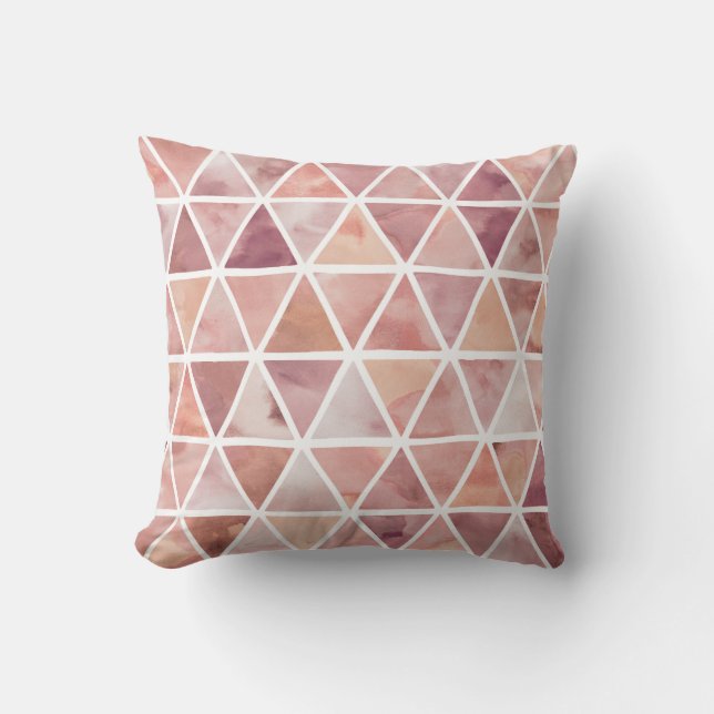 Coussin Triangles modernes en pêche et cuivre (Recto)