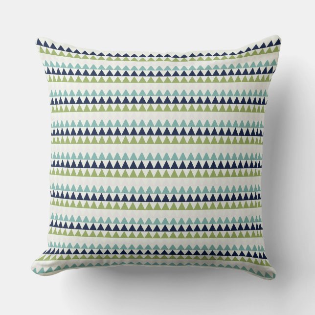 Coussin Triangles Neptune, Seashell, Green et Navy (Recto)