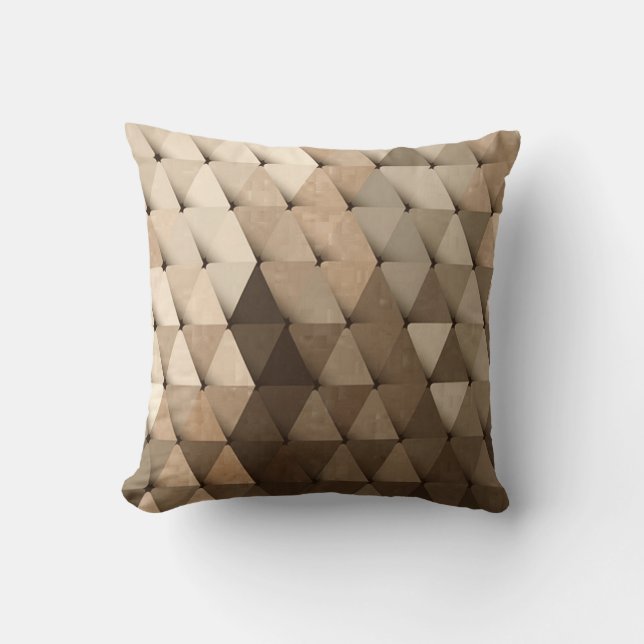 Coussin Triangles Neutres Beige Tan Brown (Recto)