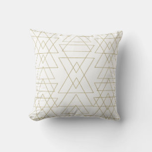 Coussin Triangles Or Chic Blanc Moderne Glamor
