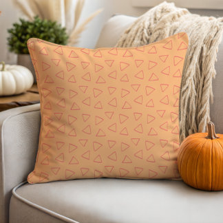 Coussin Triangles roses modernes sur orange