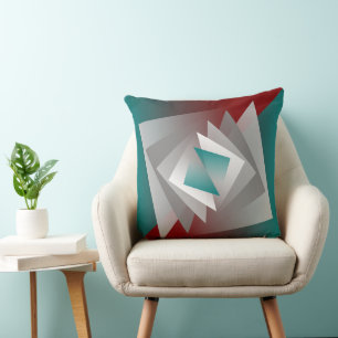 Coussin Triangles turquoises gris bordeaux