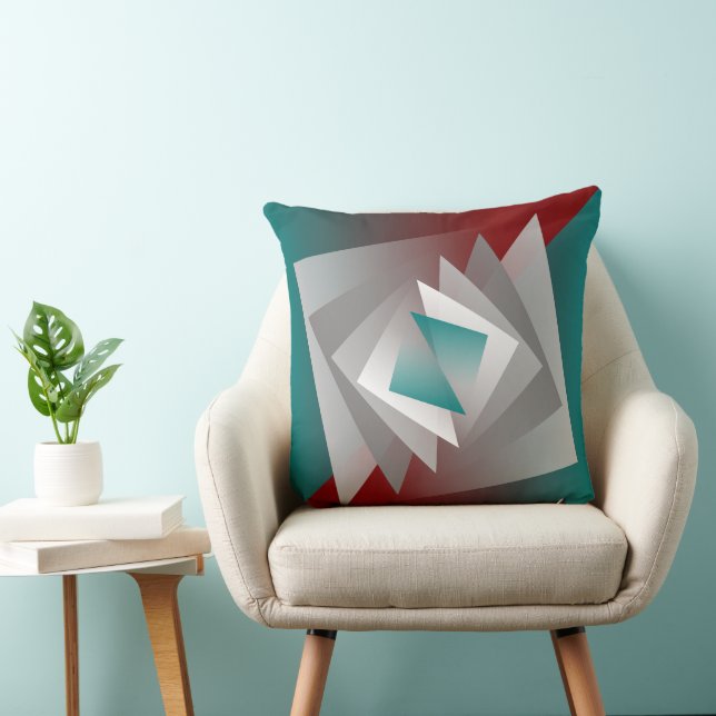Coussin Triangles turquoises gris bordeaux (Chaise)