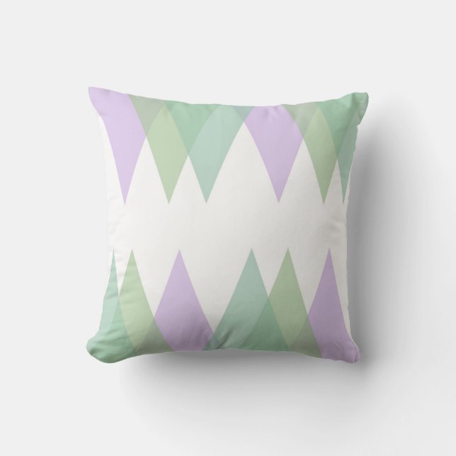 Coussin Triangles vert et lilas (Recto)