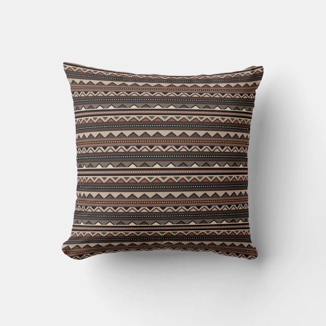 Coussin Tribal Africain Motif Ethnique Brown bande (Recto)