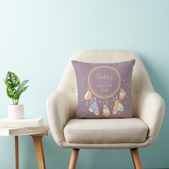 Coussin Tribal Boho Dreamcatcher New Baby Keepsaké (Chaise)