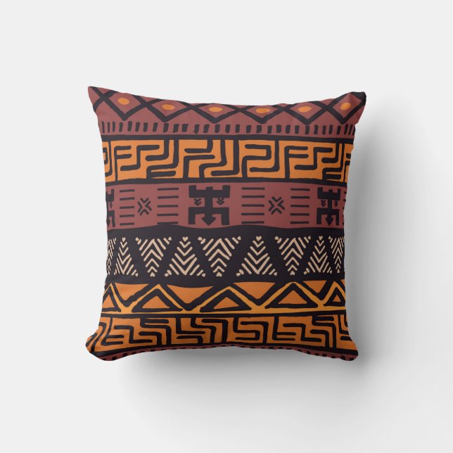 Coussin Tribal de Bohême coloré géométrique (Recto)