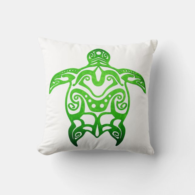 Coussin Tribal de la tortue verte (Recto)