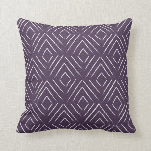 Coussin tribal de motif de diamant - aubergine